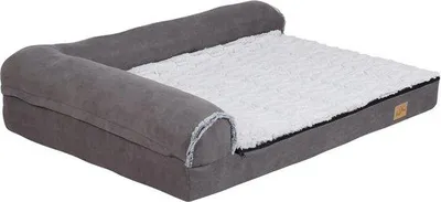 Productafbeelding van Famanu Hondenbed - L-vormig, traagschuim, afneembare en wasbare hoes - Grijs - 100 x 75 cm