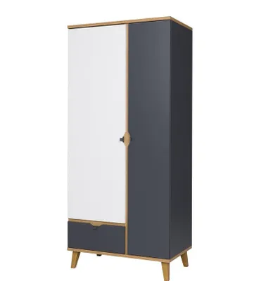Produktbild von Zweitüriger Kleiderschrank 90 cm LARNAKA - goldene Eiche / weiß / graphit