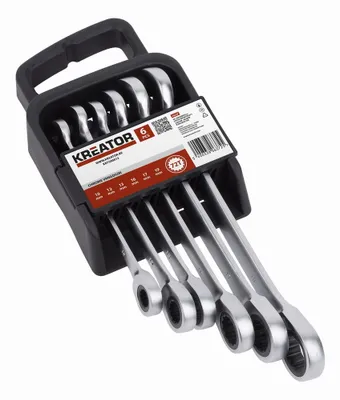 Immagine prodotto di Set di 6 pezzi di chiavi a cricchetto KREATOR - Chiave da 10-19 mm