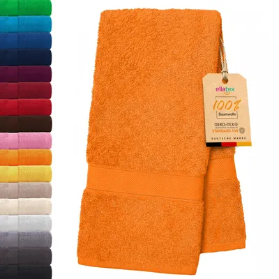 Produktbild von EllaTex PARIS Handtuch 50x100 cm – 100% Baumwolle, 500 g/m² Frottier, flauschig & saugstark, in Farbe: Orange
