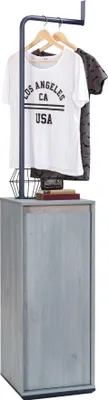 Produktbild von Garderobe TRIO, grifflos, 2 Einlegeböden, Blau/Holzfarben, 104x39x46 cm