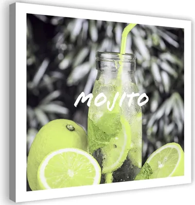 Produktbild von Leinwandbild mojito-getränk 30x30 cm Feeby gelb wandbild bereit zum aufhängen