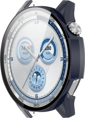 Immagine prodotto di Per Huawei Watch GT 5 46mm Custodia in plastica per orologio + vetro temperato protettivo Blu scuro
