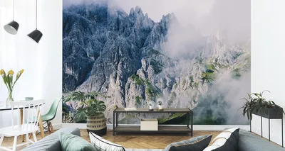 Zdjęcie produktu dla Fototapeta Abstrakcyjne Zamglone Górskie Szczyty Pejzaż Skały Natura Modny efekt 3D Dekor do Salonu 360x240cm