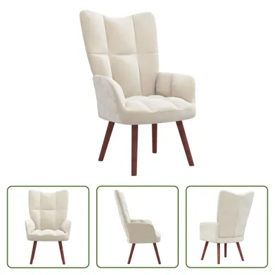 Image de The Living Store Relaxsessel Cremeweiß Samt