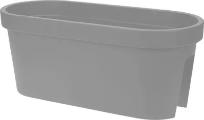 Produktbild von Balkon Geländer Blumentopf oval - grau / 60 cm - Geländer Pflanztopf Blumenkasten zum Einhängen