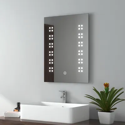 Produktbild von EMKE LED Badspiegel 45x60cm Badezimmerspiegel mit Beleuchtung Kaltweiß Lichtspiegel Wandspiegel mit Touch-Schalter