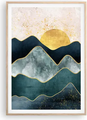 Produktbild von Gerahmtes Poster - Rahmen in heller Eiche - Osten die Sonne Geometrie - 70x100 cm - Wand Bild - Wanddeko - Wandbilder - Kunstposter - Wandposter - Bilderrahmen - Bilder - Kunstdruck - P2NPA70x100-5142