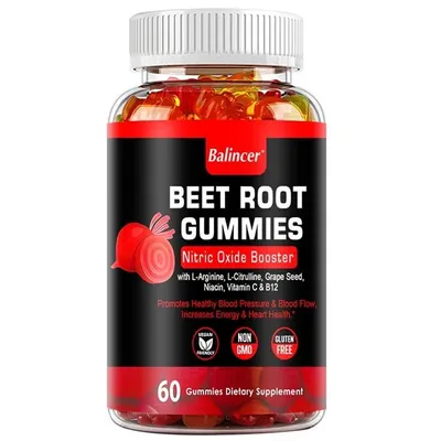 Produktbild von Beet Root Gummies Nitric Oxide Boost (60 Gummibärchen) Nahrungsergänzungsmittel, Herz, Kreislauf, Blutdruck, Herzgesundheit, Verdauung