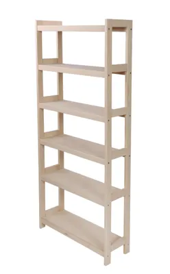 Obrázek produktu pro Knihovna z masivního bukového dřeva, 6 polic, 165 × 60 × 25 cm (V × Š × H), volně stojící, neošetřená, na knihy a alba