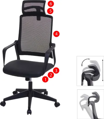 Image de Chaise de bureau HWC-J52, chaise pivotante chaise de bureau, appui-tête ergonomique, similicuir ~ noir