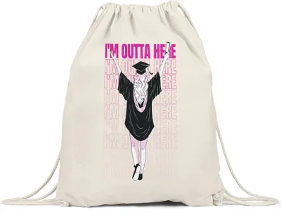 Produktbild von Abschluss Turnbeutel Gymsack  I'm Outta Here Bachelor Master Doktor Absolventin Geschenk