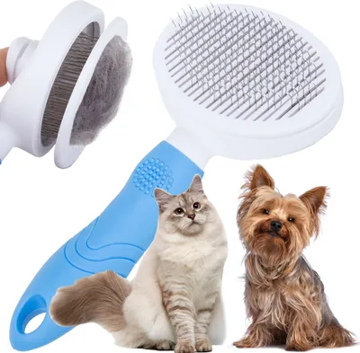 Produktbild von Verk 19337 Selbstreinigende Bürste für Hunde und Katzen XL 18 cm, blau