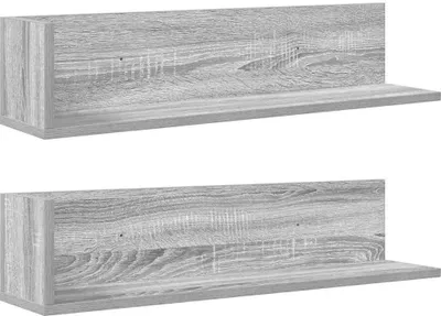 Obrázek produktu pro vidaXL Nástěnné police 2 ks. Šedá Sonoma 75x16,5x16,5 cm Materiál na bázi dřeva
