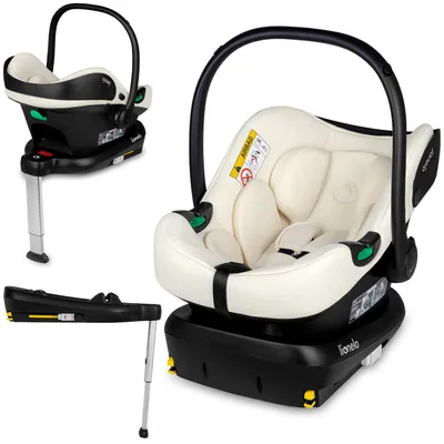 Productafbeelding van Lionelo Babyschaal ASTRID I-SIZE SET, geschikt vanaf de geboorte tot 87 cm, van 1 kg tot 16 kg, zeer stabiele constructie, modern design, verstelbare hoogte - Beige/Crème