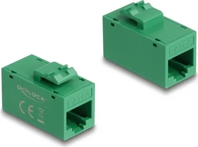 Produktbild von Delock - Keystone-Koppler - RJ-45 (W) zu RJ-45 (W) - UTP - CAT 6a - grün