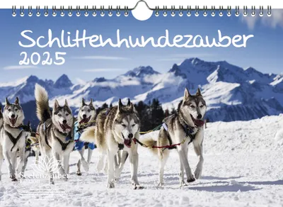 Produktbild von Schlittenhundezauber DIN A4 Kalender für 2025 Welpen und Hunde - Seelenzauber