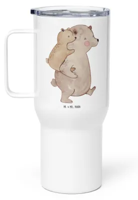Produktbild von Mr. & Mrs. Panda getränkebecher Papa Bär - Weiß - Geschenk, Kaffee-to-go-Becher, Vatertag, Edelstahlbecher, Edelstahl Tasse, Teetasse, thermosbecher, Thermobecher