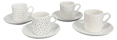 Obrázok produktu pre Set 4ks - Porcelánový šálek Mini Dots 70 ml - mix barev, by inspire