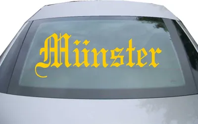 Produktbild von Indigos UG - Aufkleber Heckscheibe & Motorklappe DE6548 - gold - 600x210 mm - Stadt Münster - Auto Scheiben Fenster Heckklappe Tuning Racing JDM - Die cut