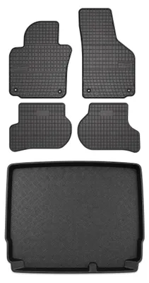Productafbeelding van Rubberen automatten + kofferbakmat voor Volkswagen Golf VI 2009-2012 (hatchback) – 5-delig, zwart, op maat – Wielganizator SolidPRO