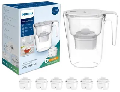 Obrázok produktu pre PHILIPS Micro X-Clean AWP2933WHT6/58 Kanvica s filtrom na vodu 2,6 l + 6 filtrov Biela