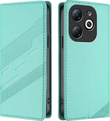 Produktbild von Hülle für Infinix Smart 8, Kunstleder Brieftaschen Handyhülle mit Kartenfach und Standfunktion Türkis
