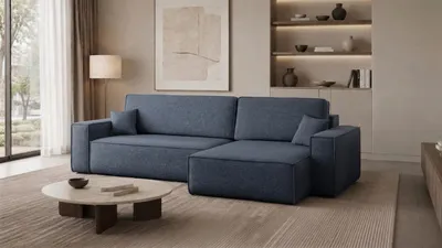 Produktbild von Kaiser Möbel Ecksofa mit schlaffunktion und bettkasten, Eckcouch Best XL stoff Verita Marineblau Rechts