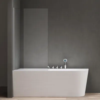 Produktbild von doporro Badewannenaufsatz Design-Duschwand für Badewanne 80x140cm Weiß Duschabtrennung ESG-Sicherheitsglas in Klarglas Cortona201K