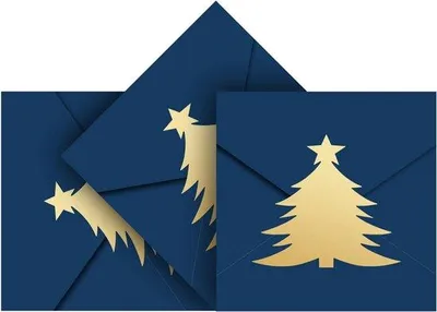 Produktbild von Weihnachtssticker für Umschläge - 150 Stück Dekorative Umschlägeetiketten - Weihnachtsbaum Goldfoliensticker - Einladungskarten - Hochzeitsfeier Dekorationen
