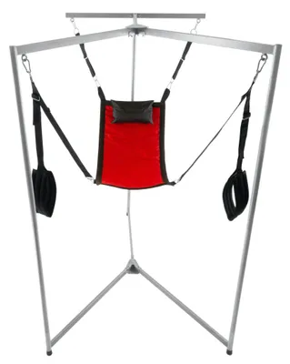 Produktbild von Kit Sling – rote Stoffschaukel mit grauem Rahmen
