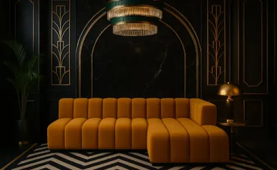Image de Canapé d'angle GRAND L 295 cm, tissu Salvador, jaune, droite