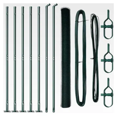 Produktbild von Zaunpfosten Grün 10 x 1,4 m (13 mm Maschen) aus Stahl und PVC für Gartenzaun, Hundezaun, Weidezaun und Hühnerzaun