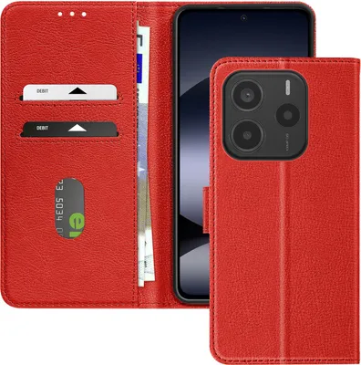 Produktbild von Avizar, Kunstlederetui mit Standfunktion Xiaomi Redmi Note 14 5G, Rot