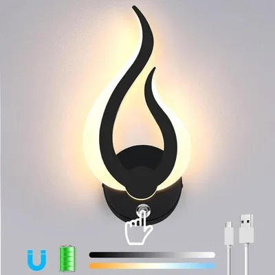 Image de Applique murale LED à intensité variable, éclairage d'intérieur fonctionnant sur batterie
