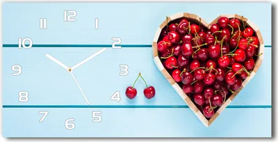 Produktbild von Wanduhr aus Glas – 60x30 cm - Glasbild - Glasuhr - Gehärtetes Glas - weisse-zeiger - Das Herz aus Kirsche