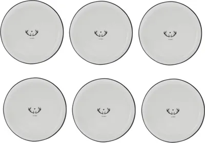 Produktbild von 6er Set Kuchenteller OH DEER weiß mit Geweih D. 19cm Bastion Collections