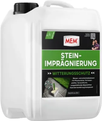 Produktbild von MEM Stein-Imprägnierung, Wasser- und schmutzabweisend, Schützender Abperleffekt, Lösemittelfrei, Transparent, 10 l