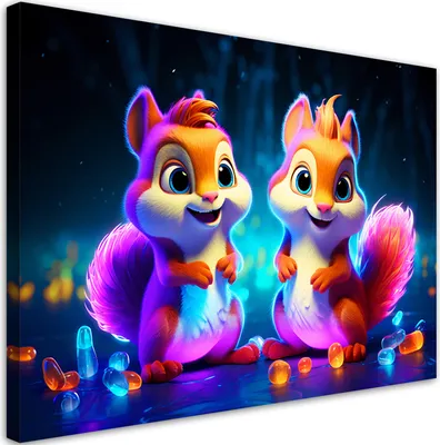 Produktbild von Leinwandbild Bunt Eichhörnchen 60x40 Feeby Bunt bild für die wand bereit zum aufhängen