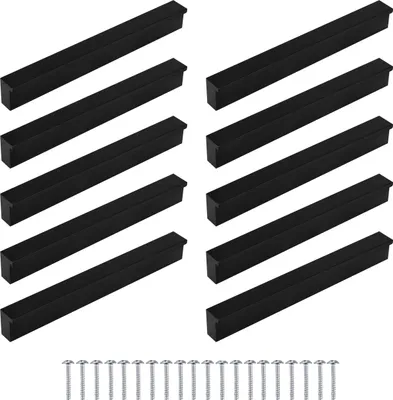 Produktbild von 10 Stück Möbelgriffe P96 Schwarz Lochabstand 96mm + Schrauben
