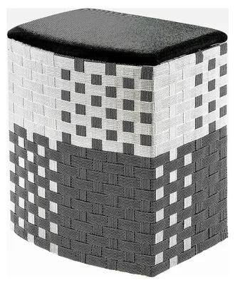 Produktbild von Wäschebehälter Wäschesammler Wäschekorb - Nylon - schwarz-weiß - 44x32x52 cm