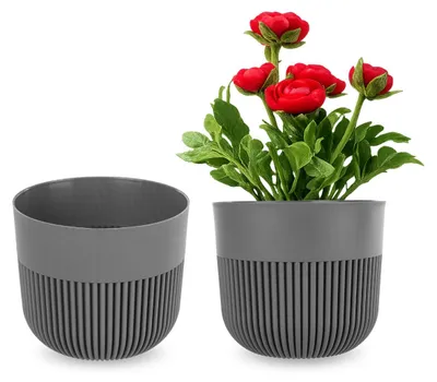 Obrázek produktu pro KADAX květináč Ø 15 cm, květináč s drážkou pro vnitřní i venkovní použití, plastový květináč, květináč pro pokojové rostliny (šedý)