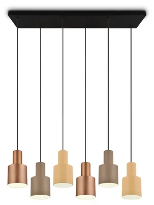 Zdjęcie produktu dla Lampa wisząca AGUDO brązowa-odcienie brązu 6xE27x40W metal wym:150x85x27cm IP20 Trio
