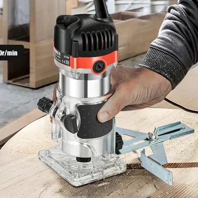 Image de Défonceuse - Défonceuse électrique - 800 W - 30 000 tr/min - 220 V 50 Hz - Fraise de 6,35 mm, pince de serrage de 7,54 mm - Moteur à balais - Rouge