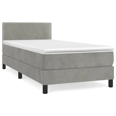 Obrázek produktu pro vidaXL Postel Boxspring s matrací Light Grey 90x200 cm Velvet