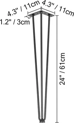 Obrázek produktu pro Kovové stolové nohy, 3-bar hairpin, DIY domácí lavice