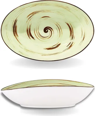 Image de Plat ovale Wilmax 30 x 19,5 cm, couleur pistache, porcelaine WL-669141/A
