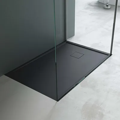 Produktbild von Mai & Mai Duschwanne aus Mineralguss Duschtasse 80x120cm Superflach Anti-Rutsch in matt Anthrazit inkl. Ablaufgarnitur06 Geoma08