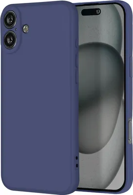 Produktbild von Avizar, Soft Touch Hülle Silikon Apple iPhone 16, matte Rückseite, Nachtblau