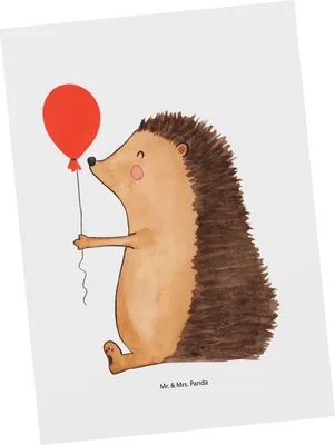 Produktbild von Mr. & Mrs. Panda Postkarte Igel Luftballon - Weiß - Geschenk, Grußkarte, Ballon, Fotokarte, Happy Birthday, Postkarten, Herzlichen Glückwunsch, Lustige Sprüche